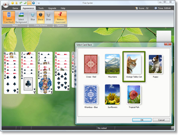 Free Spider Solitaire - Select Card Back - Click to enlarge